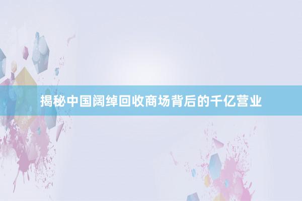 揭秘中国阔绰回收商场背后的千亿营业