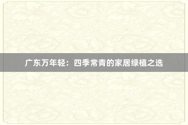 广东万年轻：四季常青的家居绿植之选
